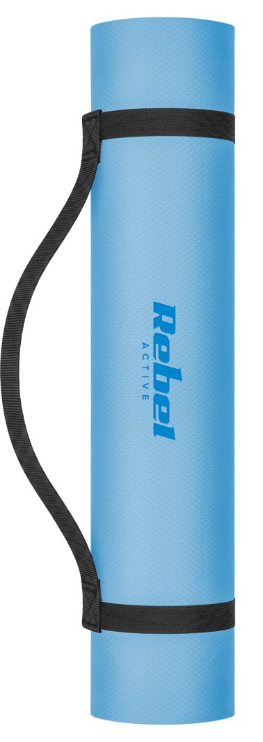 Mat gjimnastikor Rebel Active për jogë, pilates dhe fitness, 183x61cm, 4mm, TPE, i kaltër