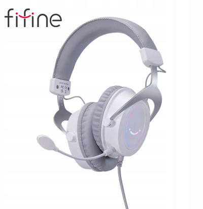 Слушалки за гејминг Fifine AmpliGame H3W, 50mm, RGB, бели