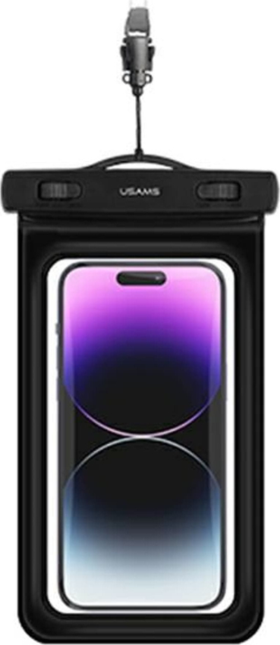 Qese ujërezistente për telefon USAMS, deri 7", IPX8, e zezë