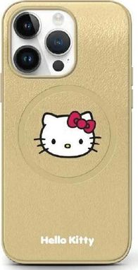 Mbulesë telefoni Hello Kitty HKHMP14SPGHCKD, për iPhone 14 6.1", hardcase lëkurë, ngjyrë gold