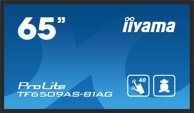 Monitor interaktiv Iiyama TF6539AS-B1AG, 65", 4K UHD, me prekje, i zi
