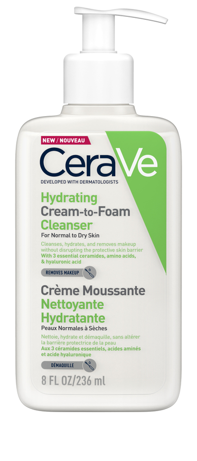 Krem & shkumë pastruese me hidratim CeraVe, për lëkurë normale dhe të thatë, 236ml