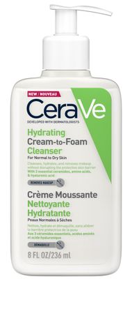 Krem & shkumë pastruese me hidratim CeraVe, për lëkurë normale dhe të thatë, 236ml
