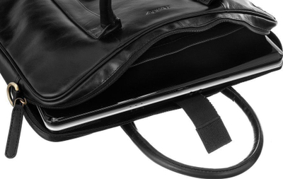 Çantë laptopi Rovicky Classic Briefcase, lëkurë e vërtetë, 15", e zezë