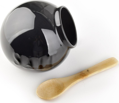 Enë kripe AFFEK DESIGN Modern Life, porcelan, me lugë druri, e zezë
