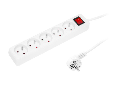 Prizë zgjatuese BLOW 98-038, me 5 vrima, kabllo 3m, e bardhë