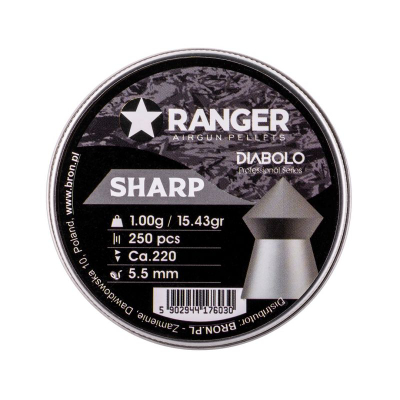 Fishekë ajri RANGER Diabolo Sharp Point, 5.5 mm, 1 g, 250 copë