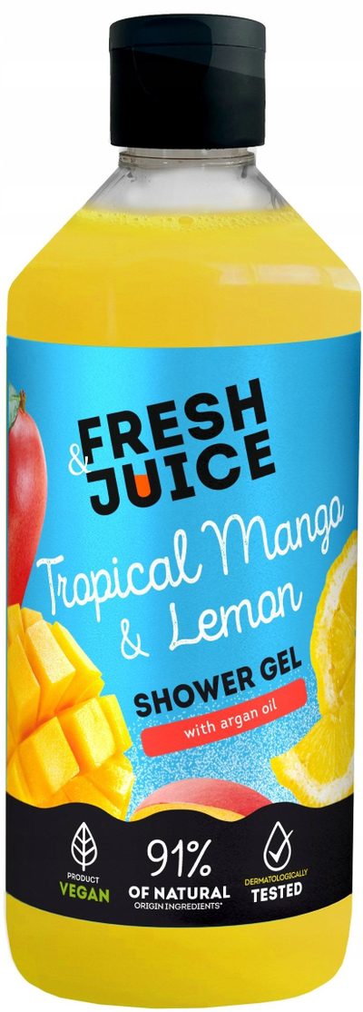 Xhel dushi Fresh Juice Tropical Mango & Lemon, me vaj argani, 473 ml