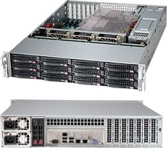 Kuti serveri Supermicro CSE-826BAC12-R1K23LPB, 2U për rack, me dy furnizime 1200W, e zezë