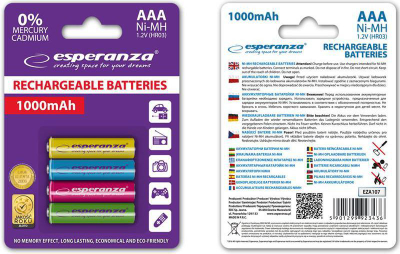 Bateri të rikarikueshme Esperanzya, AAA/R03, 1000mAh, 1.2 V, 4 copë