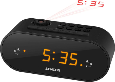 Radio ora Sencor SRC3100B, projeksion 180°, ekran LED, e zezë