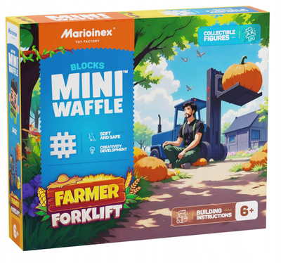 Set ndërtimi Marioinex Mini Waffle Farmer Forklift Truck, kamion forklift, shumëngjyrësh