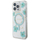 Калјак за телефон Guess Resin Flowers Glitter, MagSafe, за iPhone 16 Pro 6.3", тиркизен