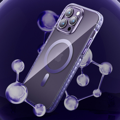 Футрола Kingxbar Ice Crystal MagSafe за iPhone 14 Plus, проѕирна TPU, отпорна на паѓања, розово сина