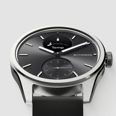 Ora e zgjuar hibride Withings ScanWatch 2, 42mm, ECG, matje temperature, e zezë