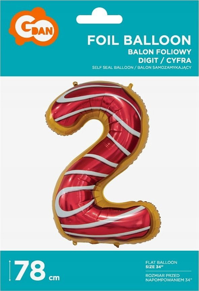 Balon foli GoDan numri 2 “Biscuits”, 78 cm, me shumë ngjyra