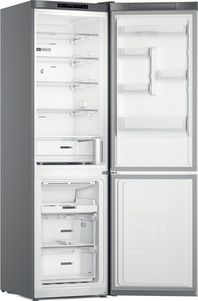 Frigorifer me ngrirës Whirlpool W7X 93A OX 1, kontroll elektronik, dizajn inox, argjendtë