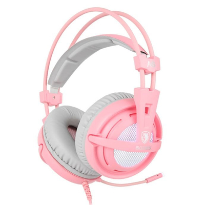 Слушалки за гејминг Sades A6, 40mm, USB, розови
