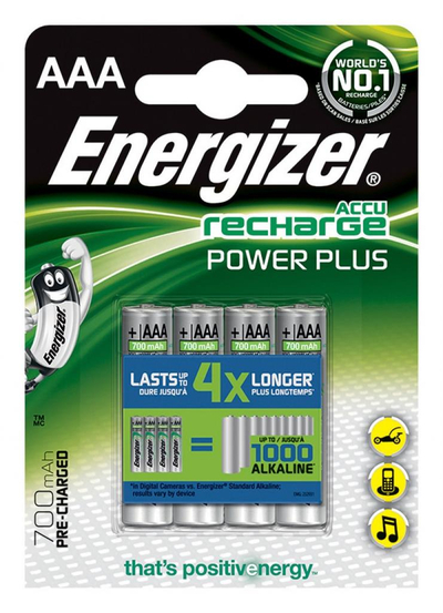 Set baterish Energizer Power Plus AAA / R03 700mAh, 4 copë