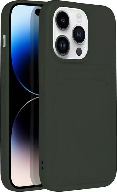 Futollë telefoni Card Case për iPhone 14 Pro, me xhep kartash, jeshile