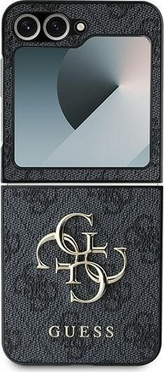 Mbrojtëse telefoni Guess GUHCZF64GMGGR, PU Big 4G Metal Logo, për Samsung Galaxy Z Flip 6, e zezë