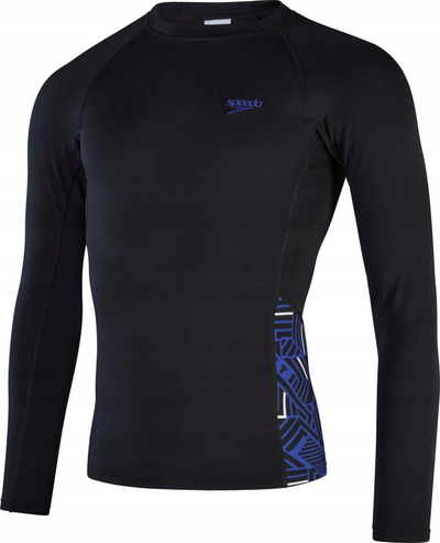 Bluzë noti për burra Speedo ECO Endurance+ Splice, me mëngë t’gjata, UPF40+, e zezë me blu