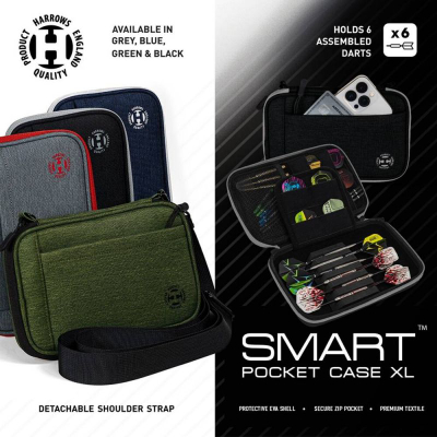 Etui dart Harrows Smart Case 6 XL, për 6 shigjeta, gri e kuqe