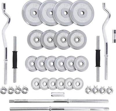 Set peshash HMS STC55, 55kg, me hantela dhe shufra kromi, në valixhe