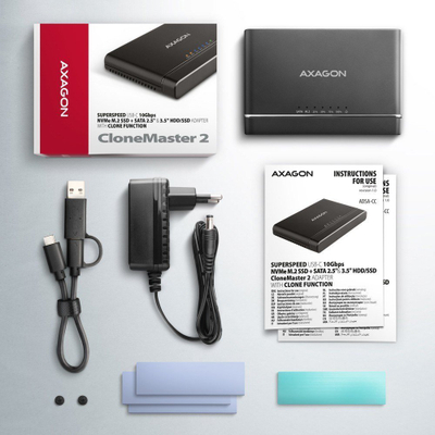Docking station Axagon ADSA-CC USB-C 10Gbps - NVMe M.2 SSD & SATA 2.5"/3.5"