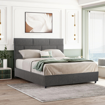 Krevat dopio BED SOLEDAD HM627.20, me kuti depozitimi, 160x200 cm, gri