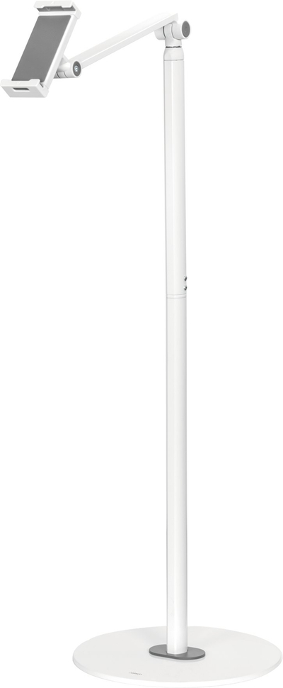 Stendë dyshemeje për tablet dhe telefon Deltaco Universal, krah i rregullueshëm, 4.7" deri 12.9", e bardhë