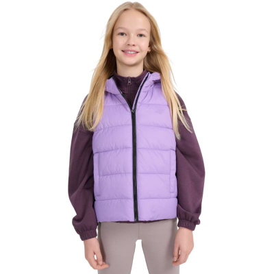Елек за девојчиња 4F F166 Jr Vest 4FJWSS25TVJAF166, синтетичко пердувче 4FWarm, хидрофобен, розов