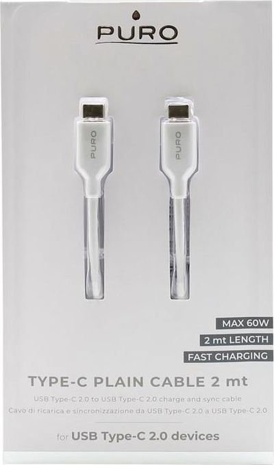 Kabllo USB Puro USB C në USB A, 2m, USB 2.0, e zezë
