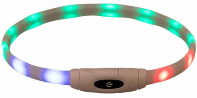Qafore me drita për qen Trixie Luminous Silicone USB, deri 65 cm, 16 mm, e bardhë
