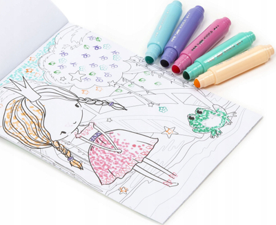 Set libër ngjyrosje KIDEA Fairies, 10 fletë, 5 markera me stampues, shumëngjyrësh