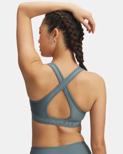 Bust sportiv Under Armour Crossback Mid, mbështetje mesatare, për femra, blu jaspis