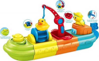 Loje për banjo Woopie Assemble Boat, varkë me vinç dhe rosë, shumëngjyrëshe