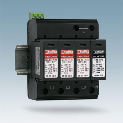 Mbrojtës nga mbingarkesa Phoenix Contact VAL-MS-T1/T2 335/12.5/3+1-FM, trefazor, 50 kA, 250 V ac