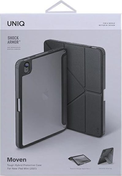 Заштитна маска за таблет Uniq Moven за iPad mini 6 2021, антимикробна, со држач за Apple Pencil, сива