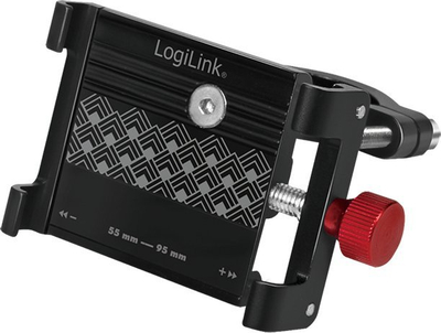 Mbajtëse telefoni për biçikletë LogiLink AA0146, rrotullim 360°, alumini, e zezë me të kuqe