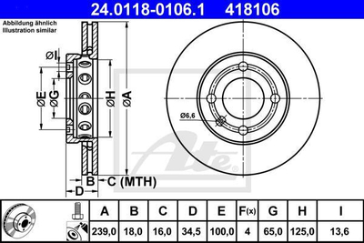 Disk frenash ATE 24.0118-0106.1, i ventilum, diametër 239mm