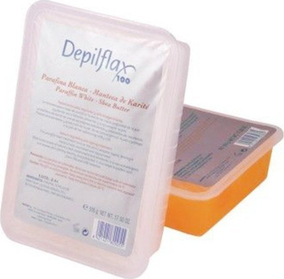 Parafinë kozmetike Depilflax 100, me gjalp shea, 500g, e bardhë