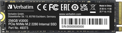 Disk SSD Verbatim Vi3000, 256GB, M.2 2280 PCI-E x4 Gen4 NVMe