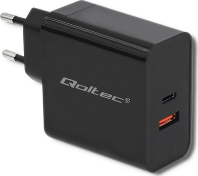 Karikues muri Qoltec 51716, USB A USB C, 63W, i zi