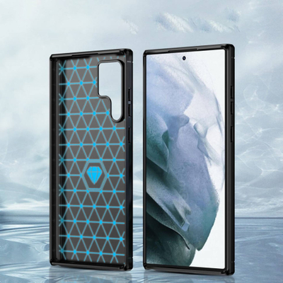 Kapak telefoni Carbon për Samsung Galaxy S23 Ultra, i fortë kundër goditjeve, i zi