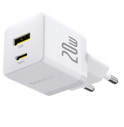Karikues muri Baseus Palm CCZC20UE, 20W, USB dhe Type C, i bardhë