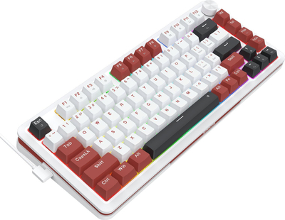 Tastierë mekanike Redragon K721WRB RGB, 75%, hot swap, e bardhë e kuqe e zezë