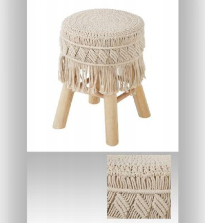 Tabure Atmosphera Macramé Indian Summer, dru pishe, pambuk, bezhë