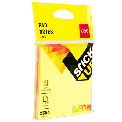 Postit DELI 76x76 100fl neon mix a02602 1/12