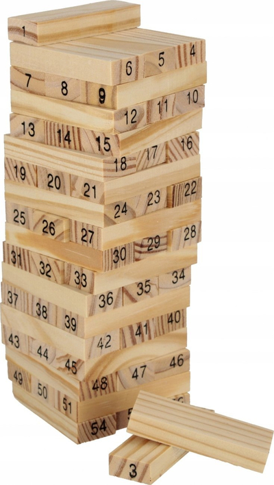 Loja me kulla druri Mega Creative Wooden Tower, me numra, shumëngjyrëshe